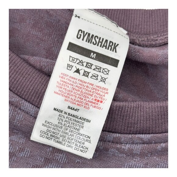 Gymshark Womens Medium Long Sleeve Lace-Back Crop Top Dark Purple Pattern - Picture 5 of 10